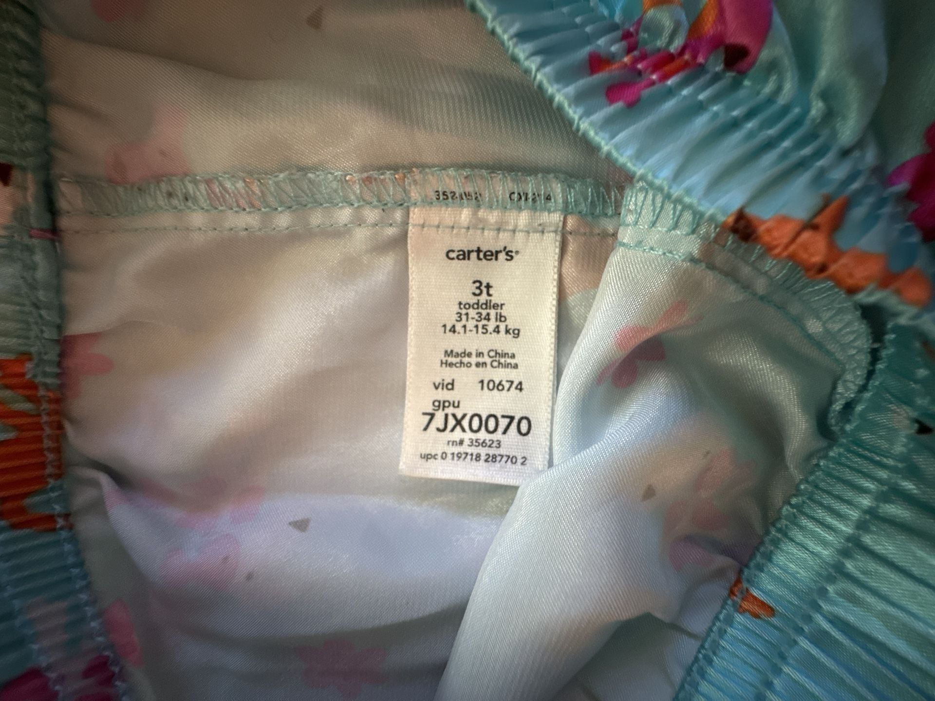 Carter's Pajama Pants Size 3T Teal Dog Flower Print Satin 3