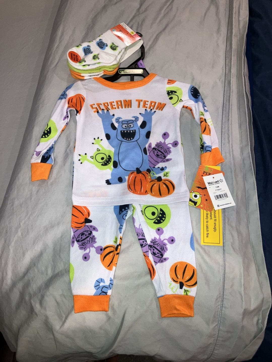 Walmart Monsters Inc Scream Team Pajama Set 12M WITH SOCKS 1