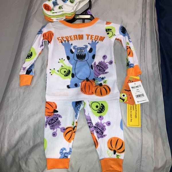 Walmart Monsters Inc Scream Team Pajama Set 12M WITH SOCKS