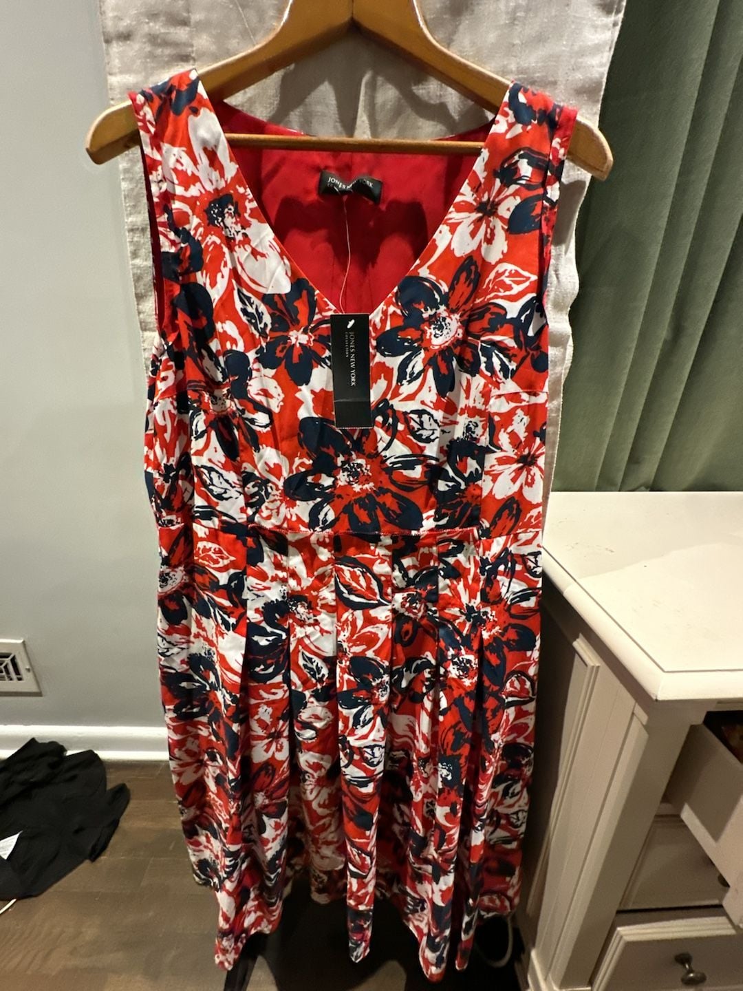 Jones New York Floral Fit & Flare Dress Red Blue White 1