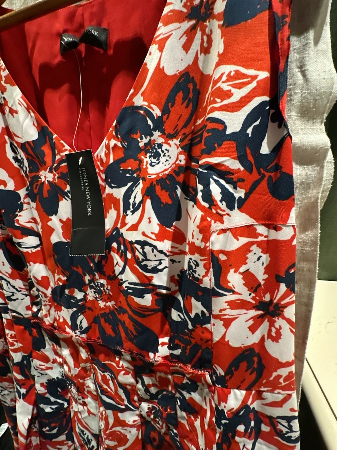 Jones New York Floral Fit & Flare Dress Red Blue White 3