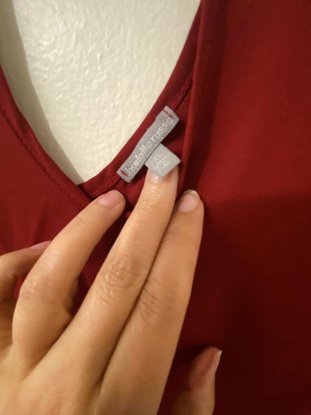 Charlotte Russe Blouse Size XL Red Choker Cold Shoulder 3