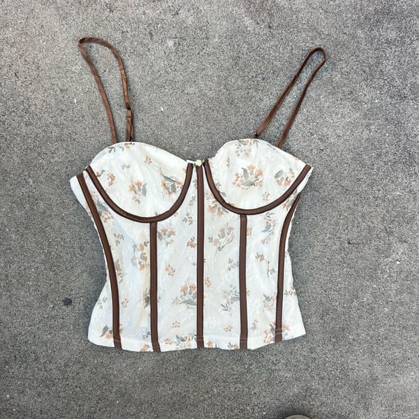 Y2K Lace Corset Bustier Top Floral 