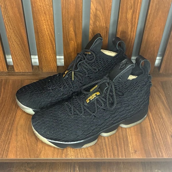 Nike LeBron 15 Metallic Gold Black Basketball Shoes