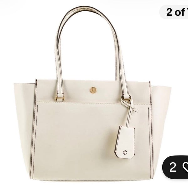 Tory Burch Parker Leather Tote Handbag Off-White