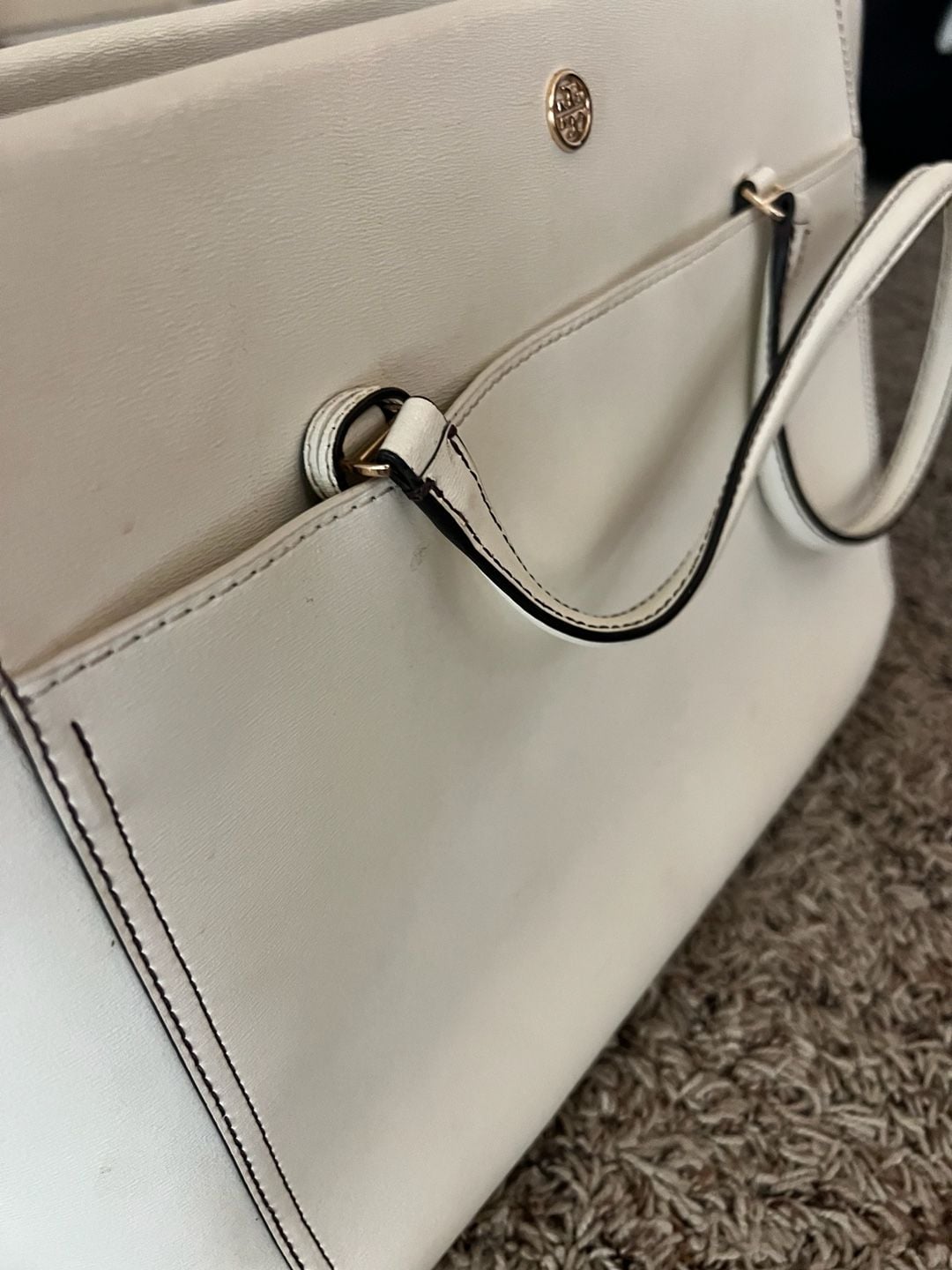 Tory Burch Parker Leather Tote Handbag Off-White 4