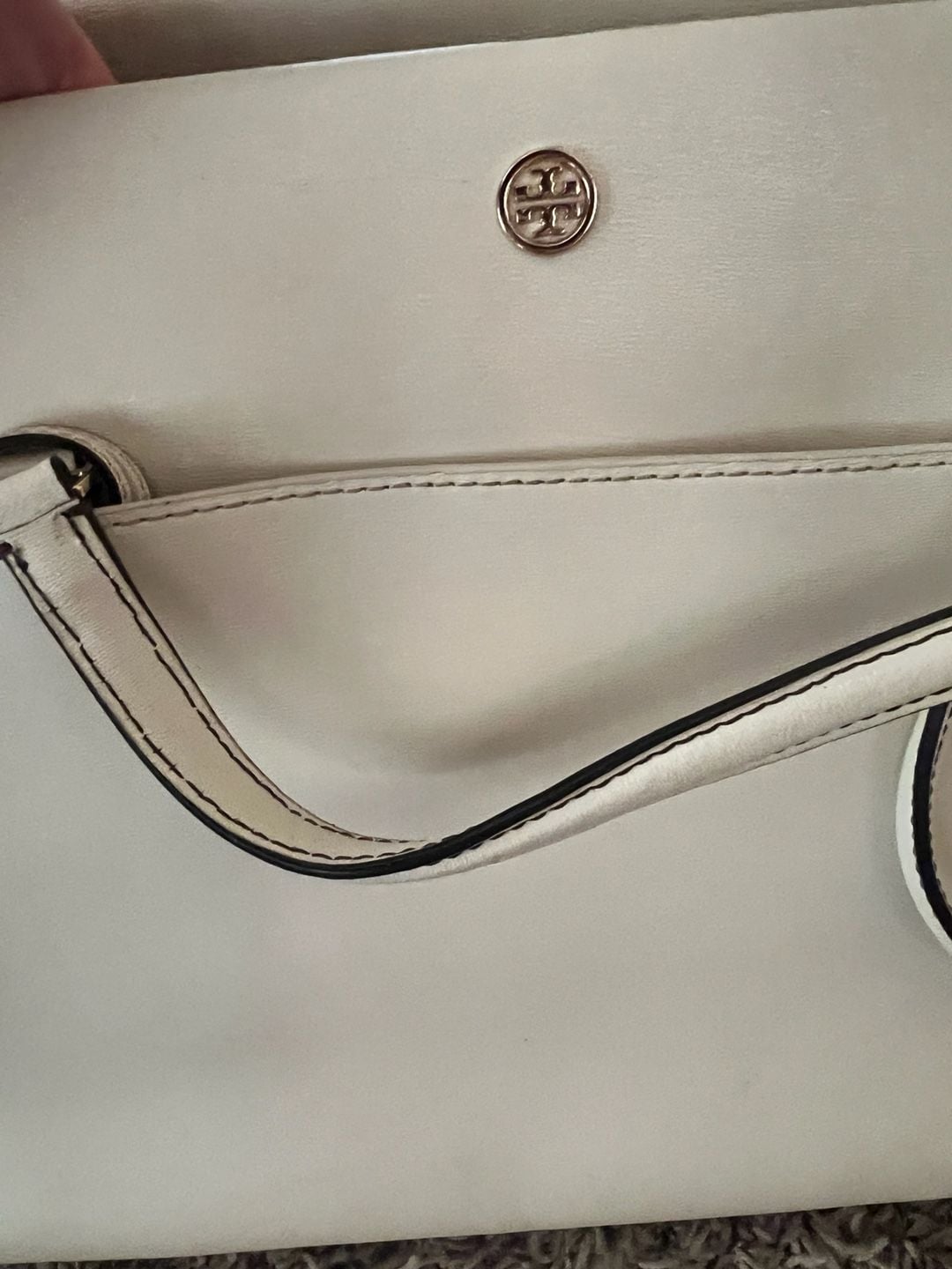 Tory Burch Parker Leather Tote Handbag Off-White 6
