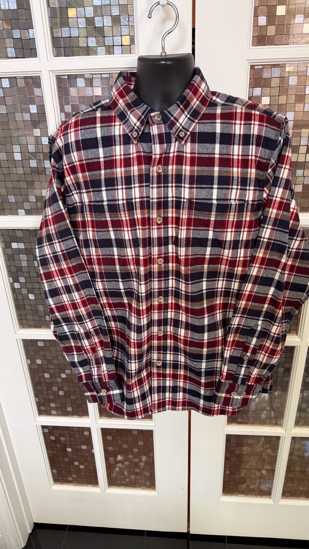 Ridgecut Toughwear Heavyweight Flannel Shirt Size L Navy Red Plaid NWT 2