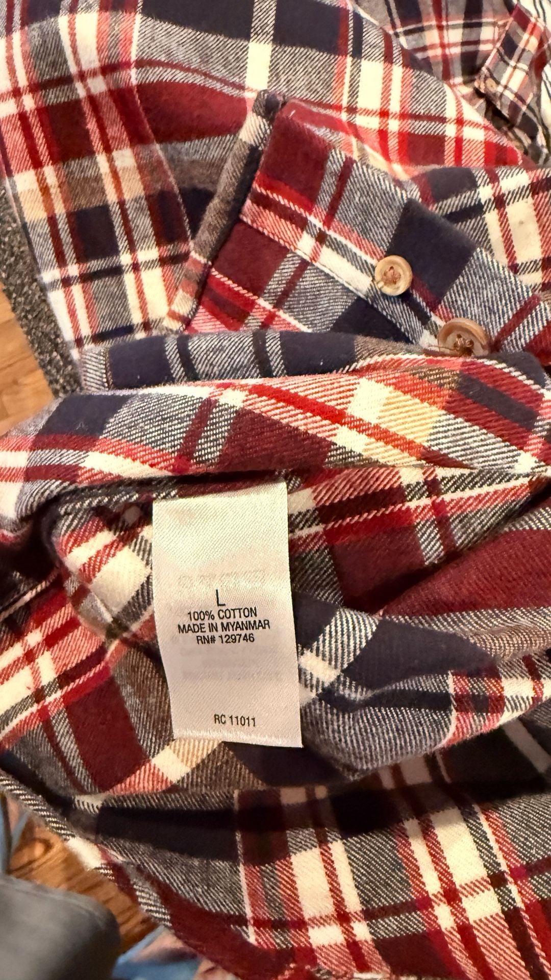 Ridgecut Toughwear Heavyweight Flannel Shirt Size L Navy Red Plaid NWT 9