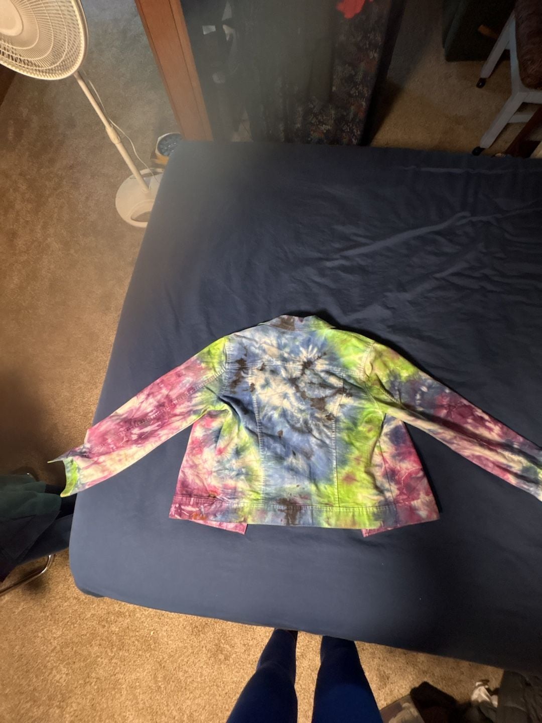 Croft & Barrow Denim Jacket Size M Multi Color Tie Dye Stretch 7