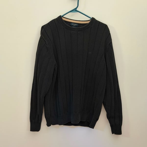 Dockers Ribbed Grandpa Sweater Size XL Black 100% cotton 