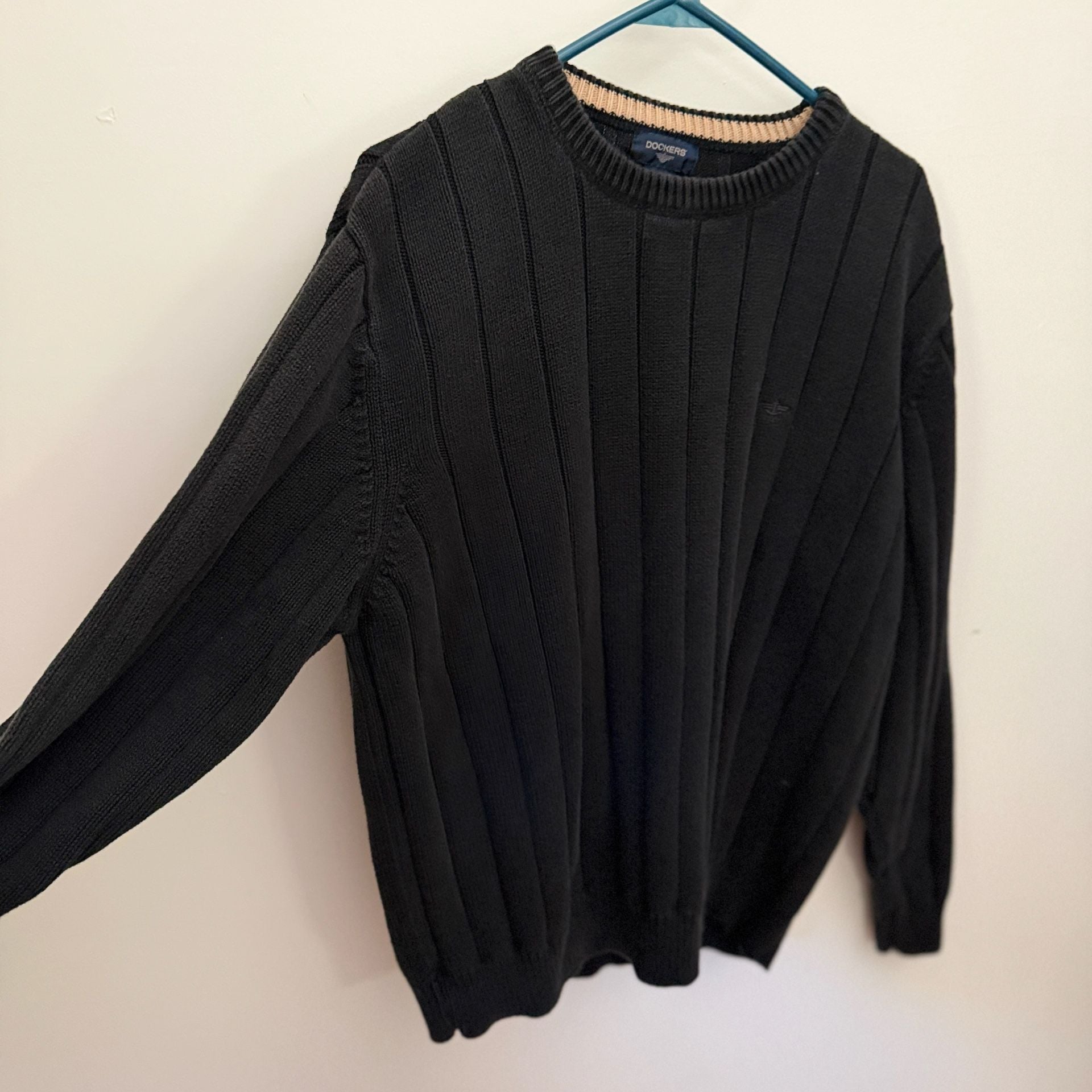Dockers Ribbed Grandpa Sweater Size XL Black 100% cotton 3