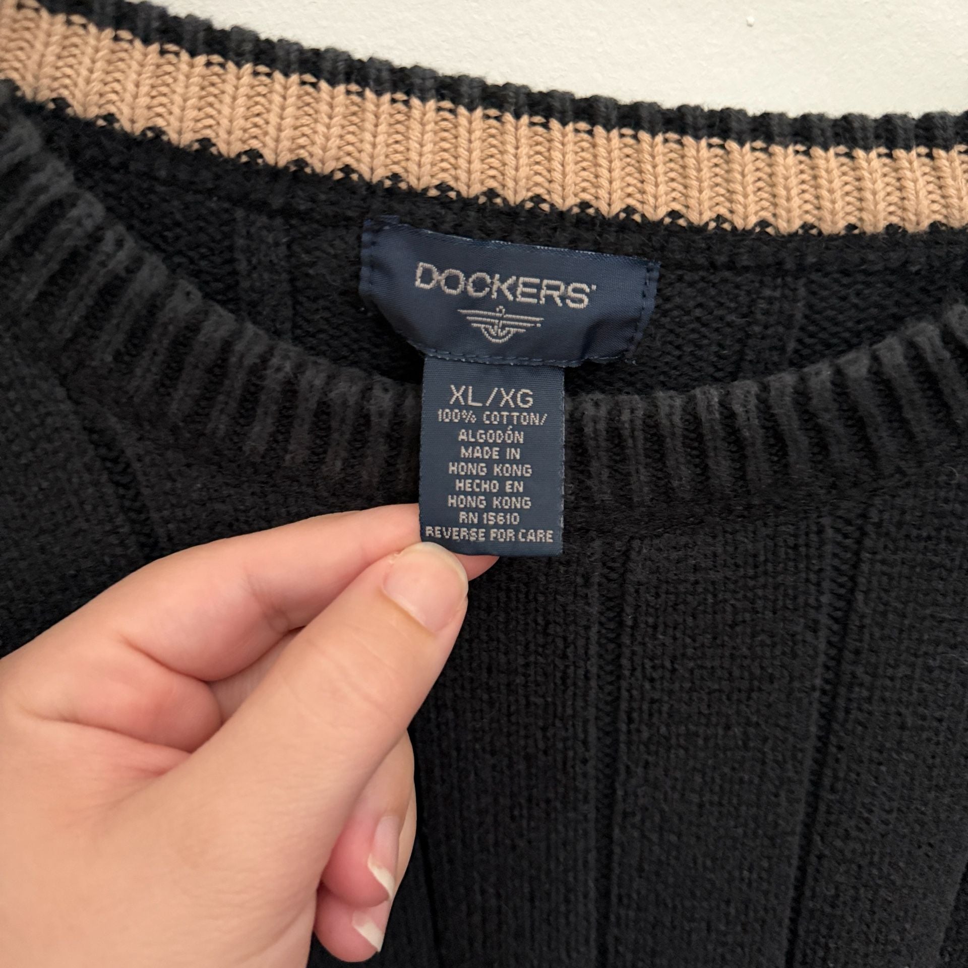 Dockers Ribbed Grandpa Sweater Size XL Black 100% cotton 4