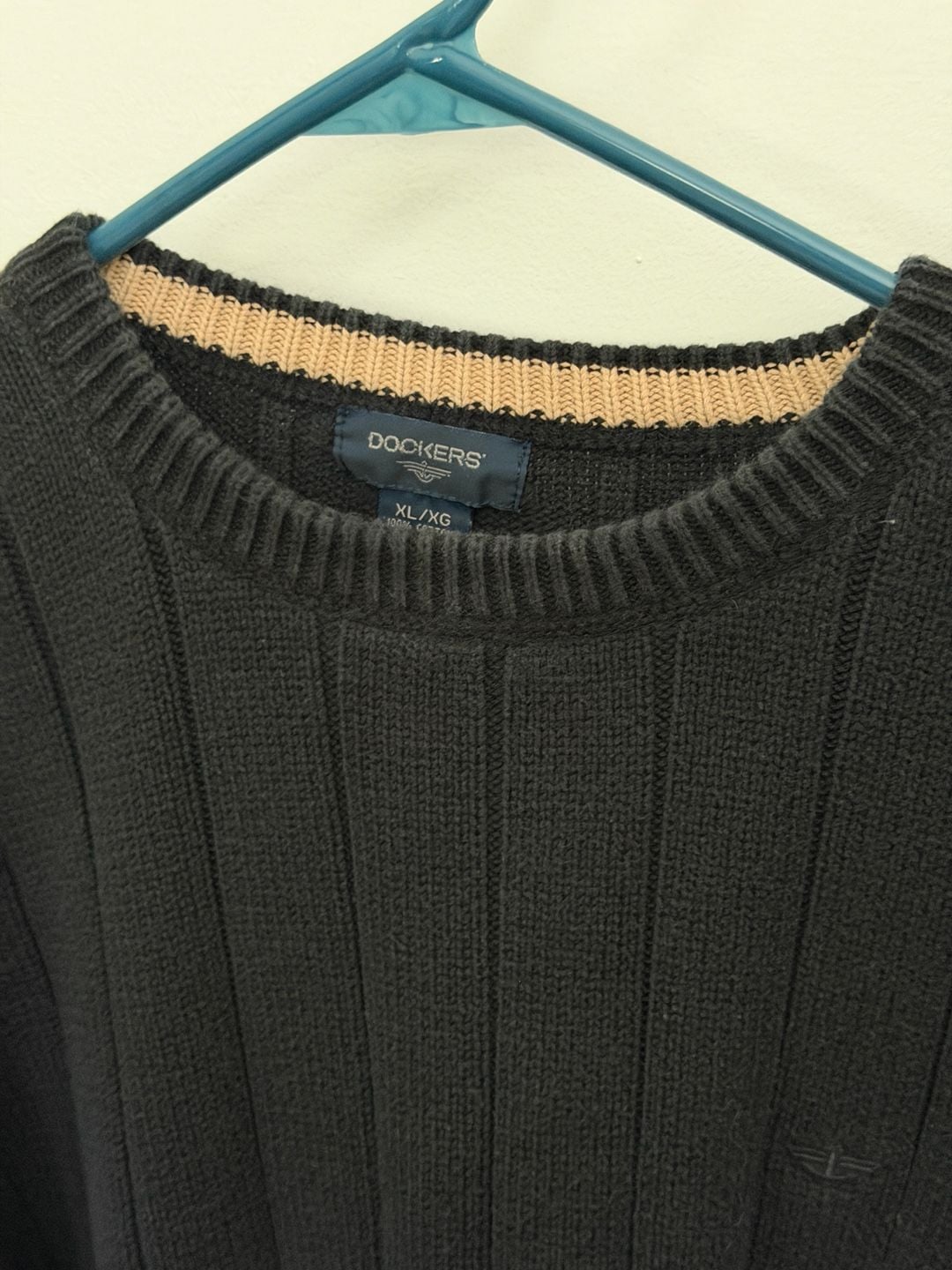 Dockers Ribbed Grandpa Sweater Size XL Black 100% cotton 6