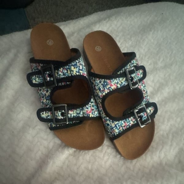 Bernie Mev Slide Sandal Size 39 Multi Woven Buckle