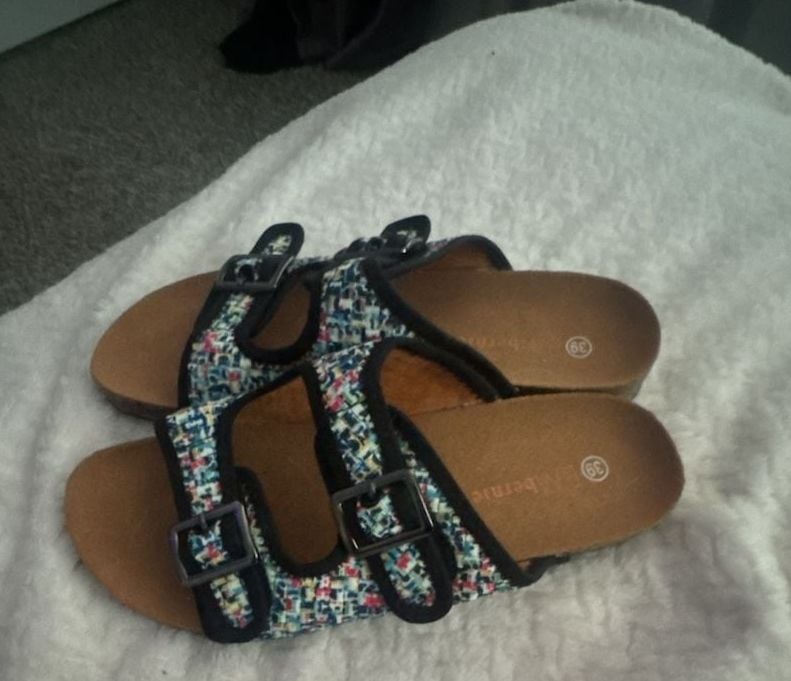 Bernie Mev Slide Sandal Size 39 Multi Woven Buckle 4