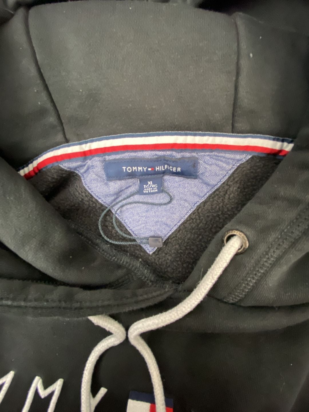 Tommy Hilfiger Black Hoodie with White Accents and Embroidered Logo 2XL 4
