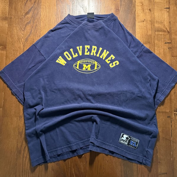 Team Starter Michigan Wolverines T-Shirt Size XL Blue Football