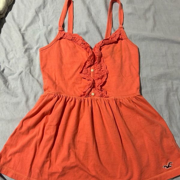 Hollister Orange Lace Trim baby doll top