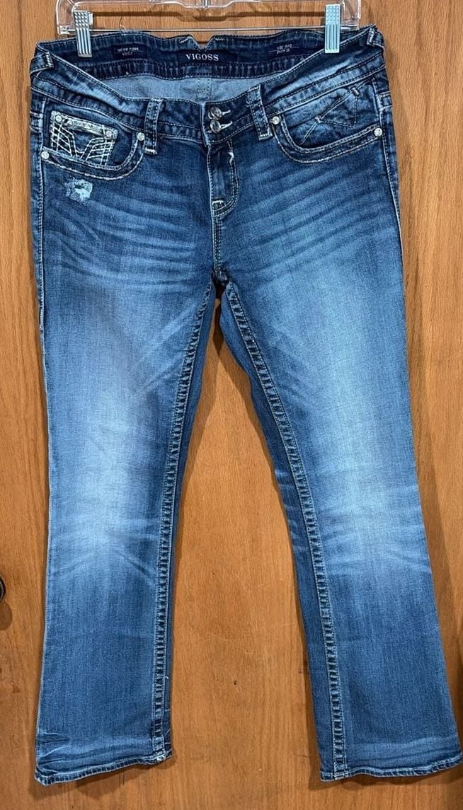 Vigoss The New York Bootcut Jeans Size 11/12 Blue Embellished 2