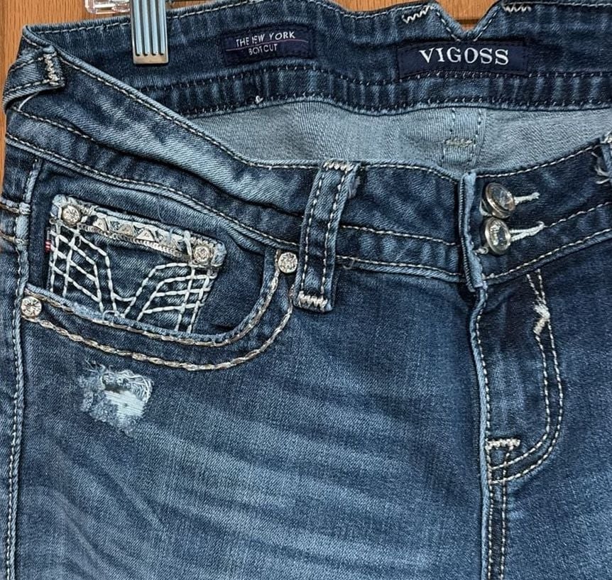 Vigoss The New York Bootcut Jeans Size 11/12 Blue Embellished 3