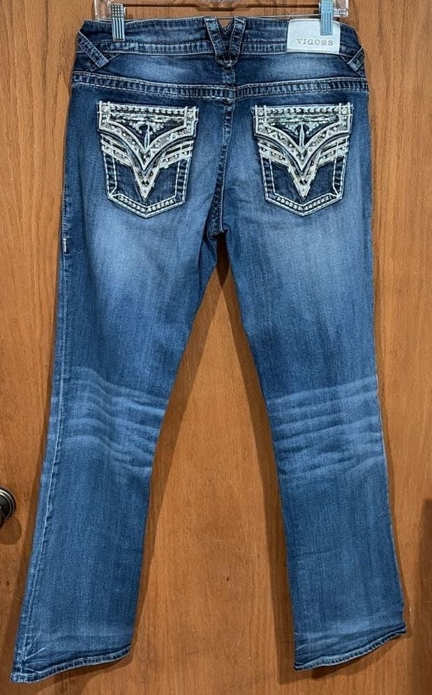 Vigoss The New York Bootcut Jeans Size 11/12 Blue Embellished 5