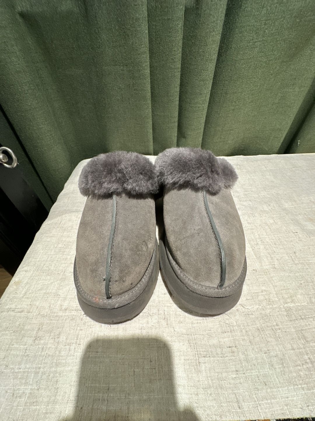 UGG Disquette Slippers Charcoal Gray Suede Platform 2