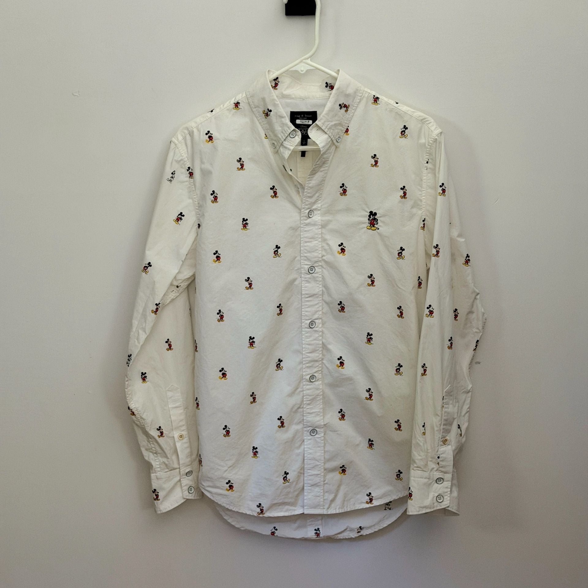 rag & bone Mickey Mouse Button Down Shirt Size S White 2
