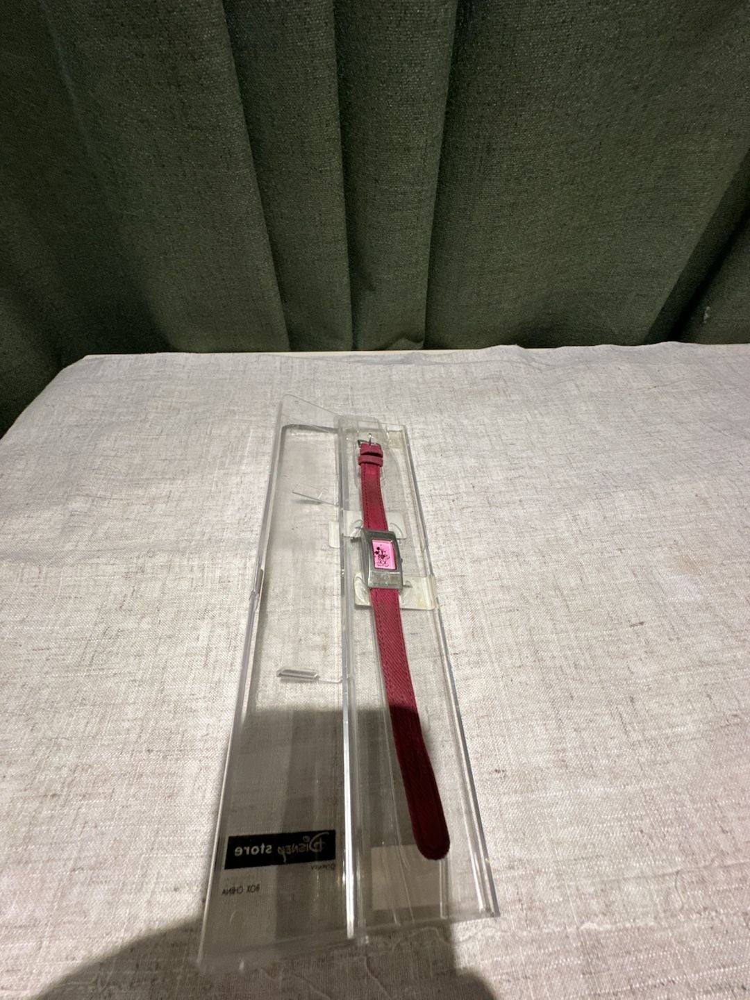 Disney Store Mickey Mouse Wristwatch Pink Dial Red Strap 1