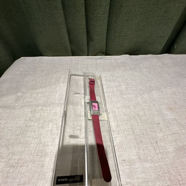 Disney Store Mickey Mouse Wristwatch Pink Dial Red Strap