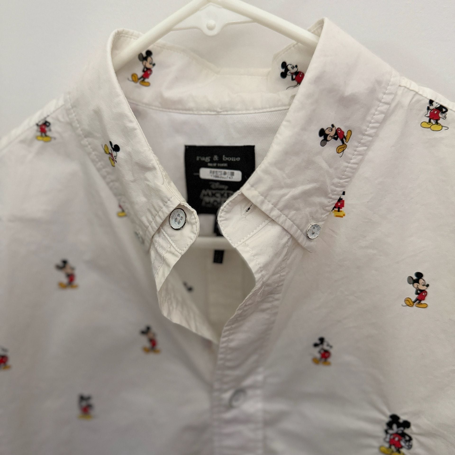 rag & bone Mickey Mouse Button Down Shirt Size S White 1