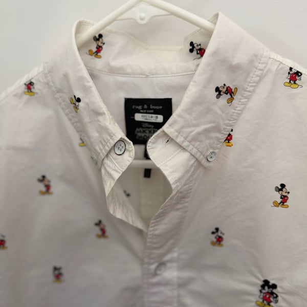 rag & bone Mickey Mouse Button Down Shirt Size S White