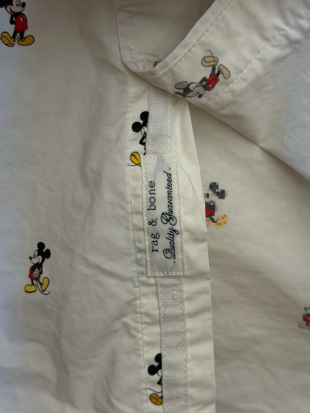 rag & bone Mickey Mouse Button Down Shirt Size S White 4