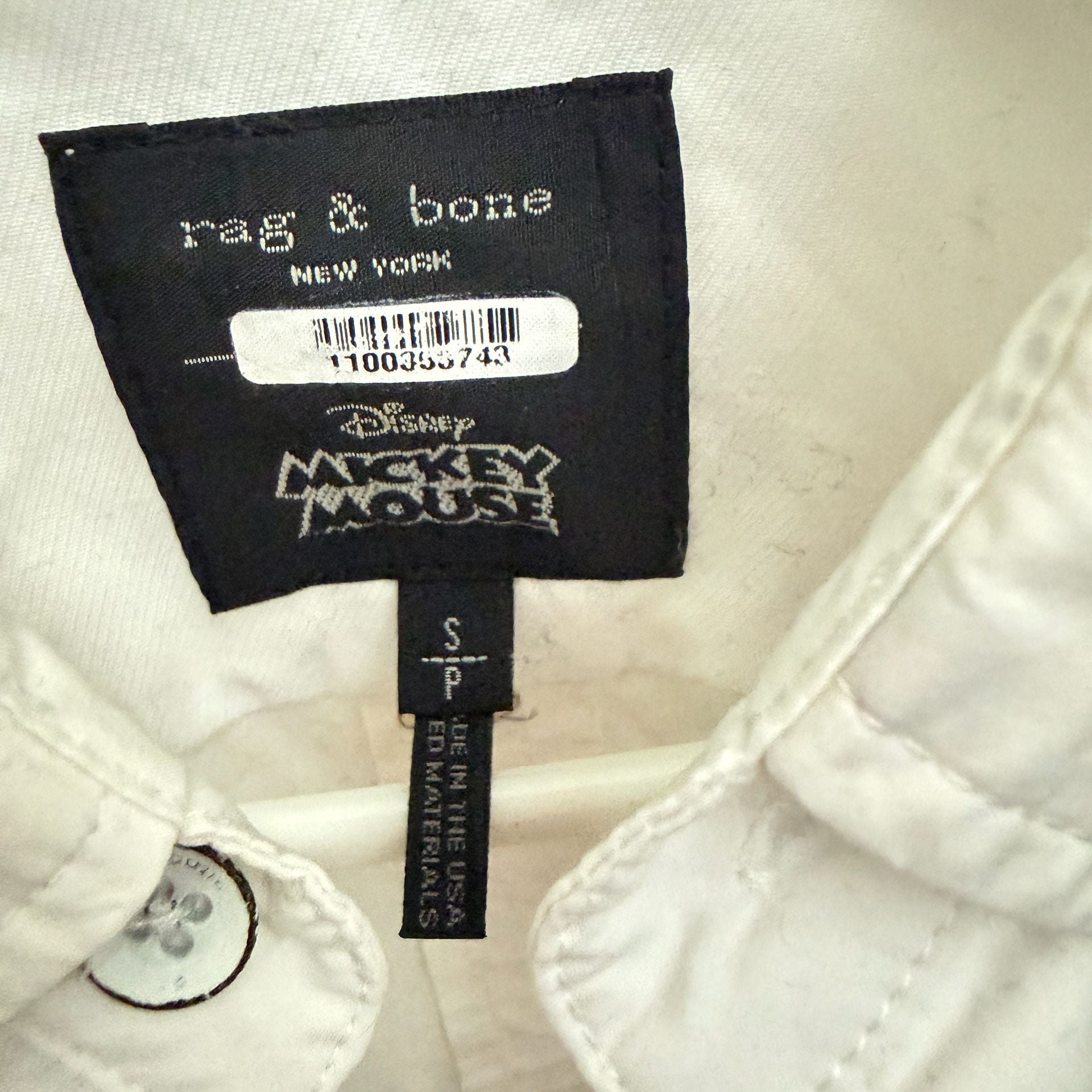 rag & bone Mickey Mouse Button Down Shirt Size S White 10