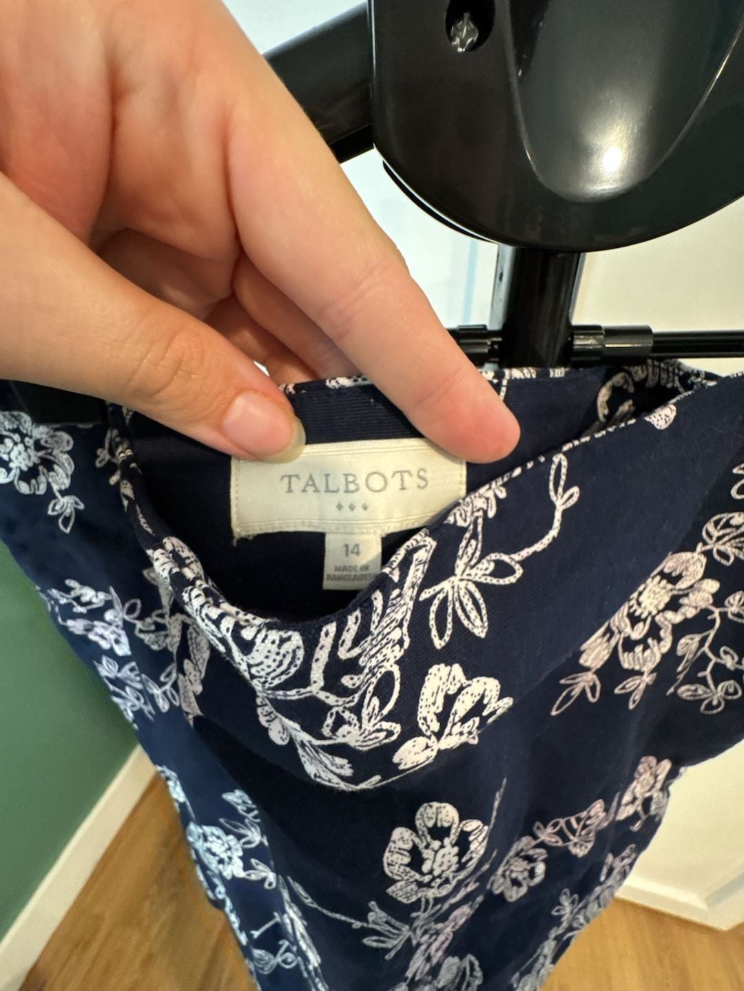 Talbots Skirt Size 14 Navy White Floral Print 3