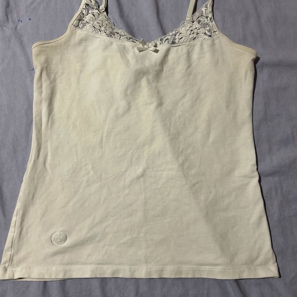 Ralph Lauren Cami Beige Lace Trim Tank Top