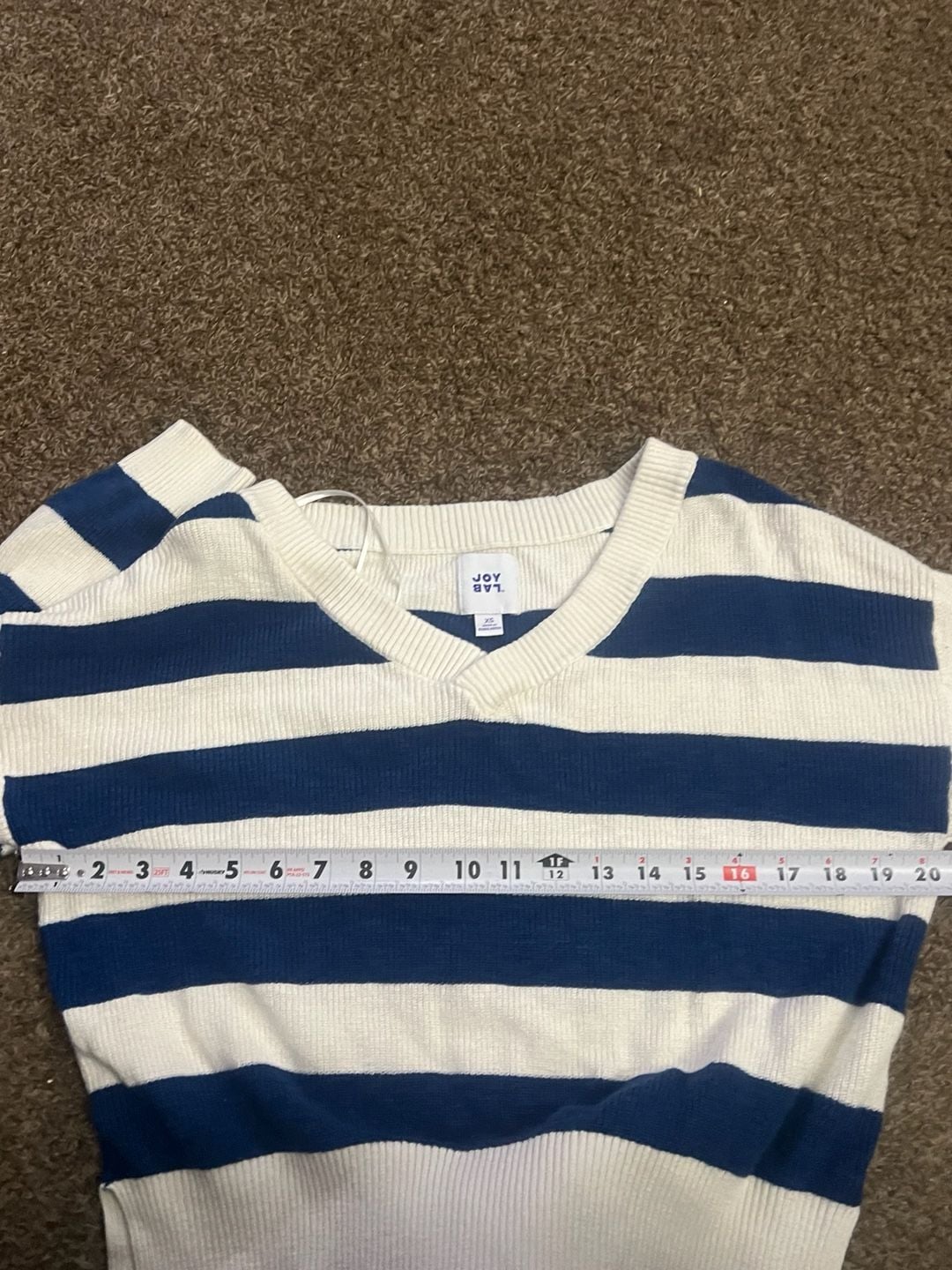 Joy Lab Blue White Striped V-Neck Sweater XS 4