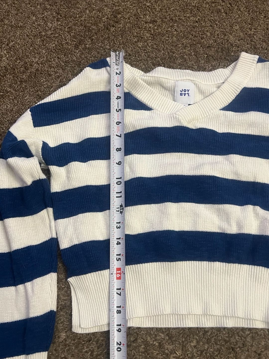 Joy Lab Blue White Striped V-Neck Sweater XS 5