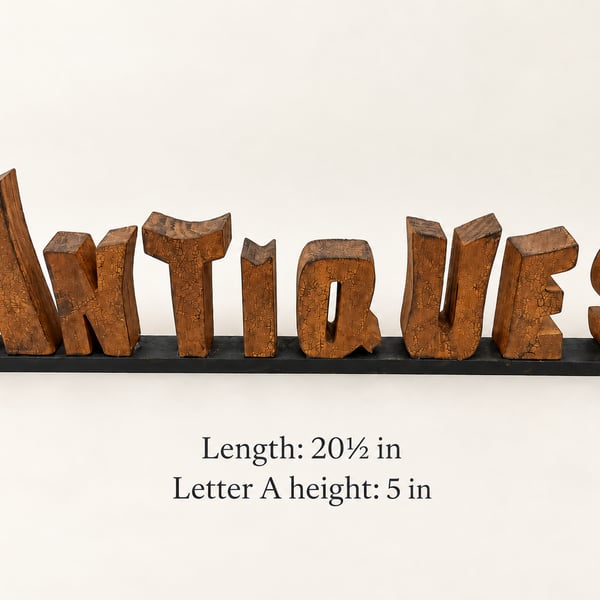 Rustic Wooden Antiques Desk Sign Decor Brown