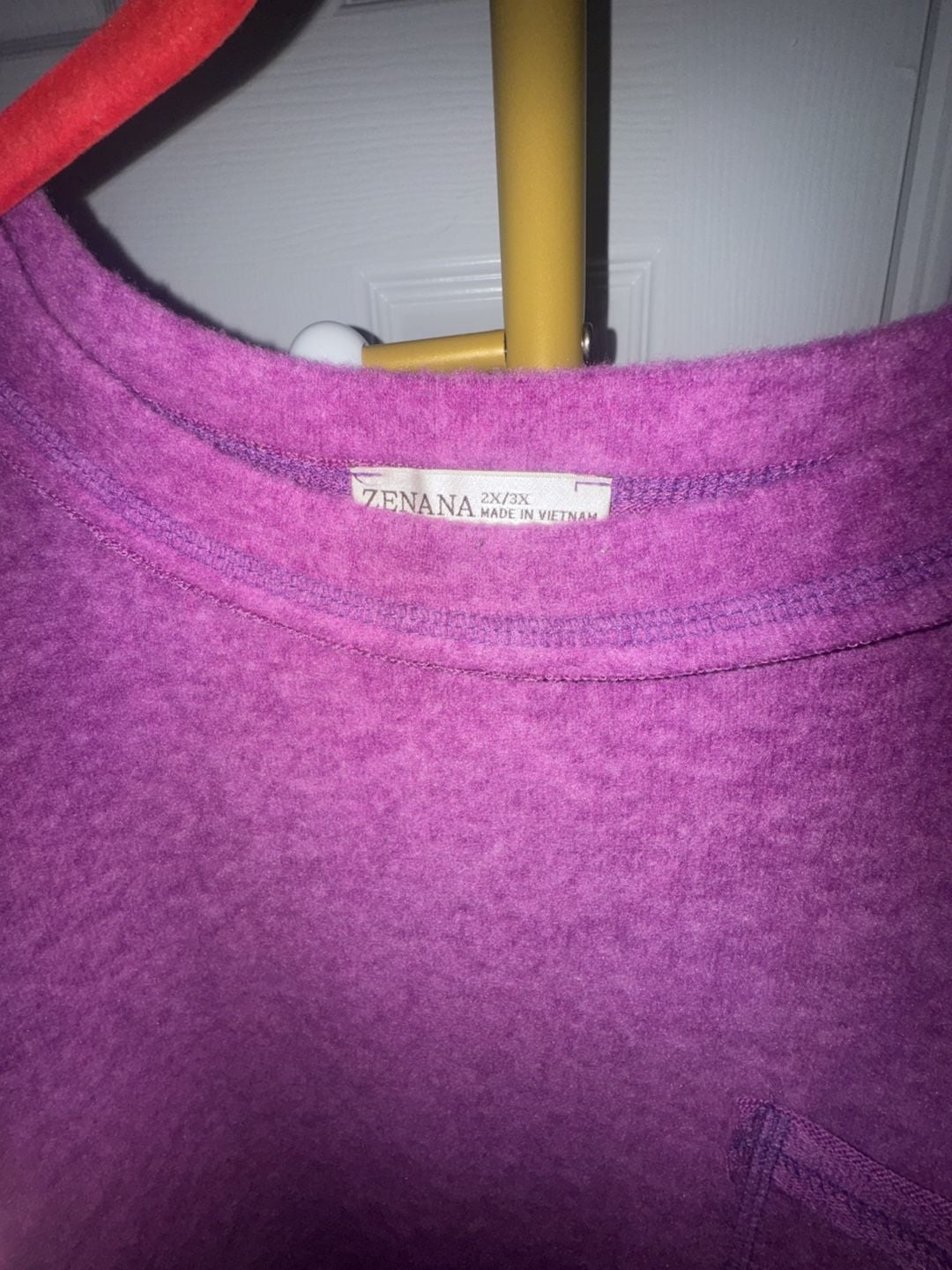 Zenana Oversized Sweater Size 2X/3X Plum Melange Hacci Pocket Long Sleeve 3