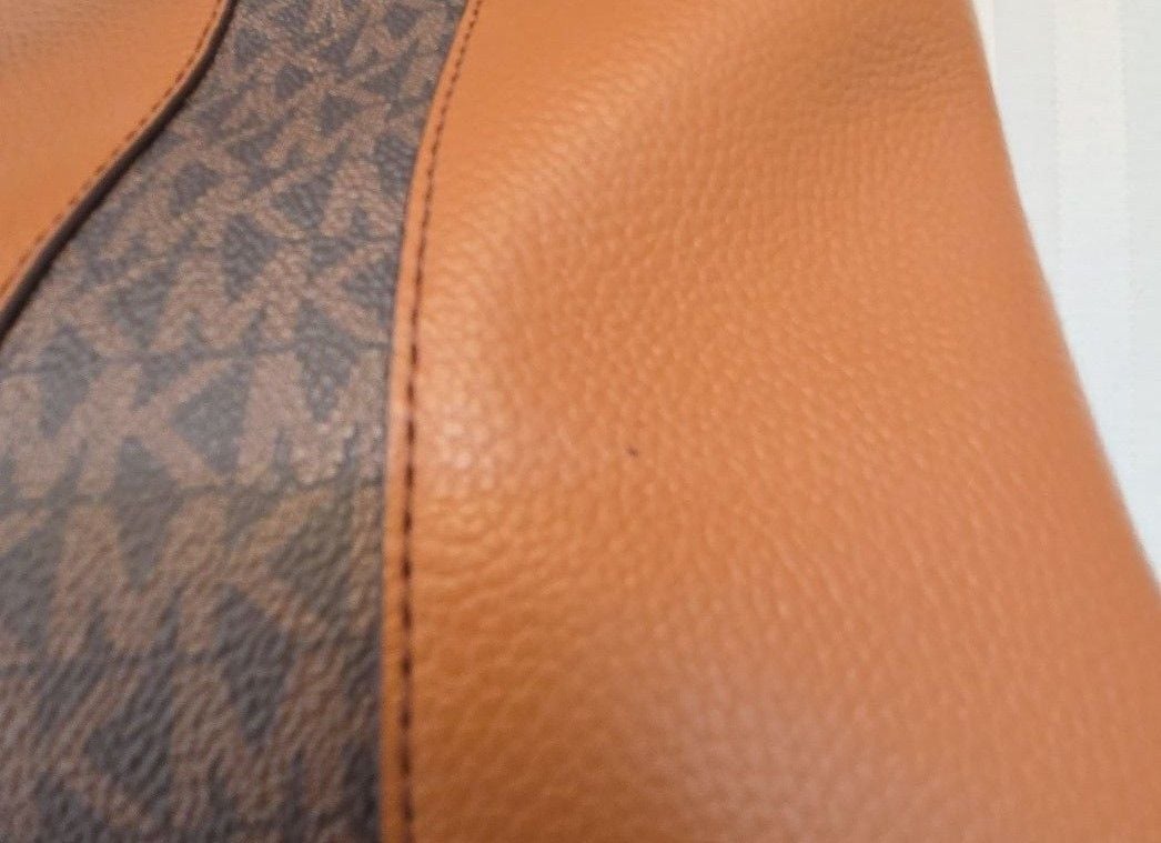 Michael Kors Austin Large Leather Tote Brown Logo 12