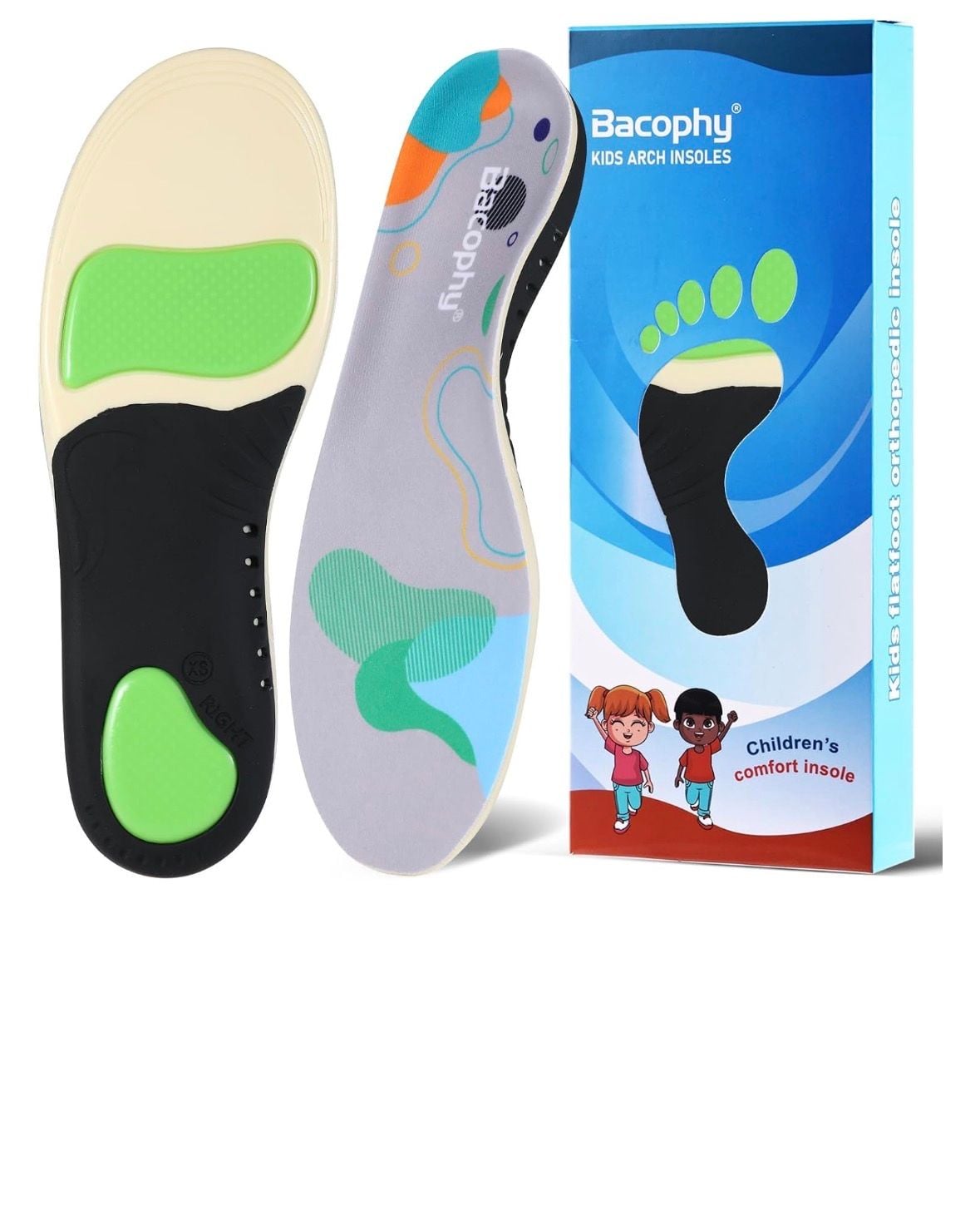 Bacophy Kids Arch Support Insoles Flatfoot Orthotic Inserts ML-XXL 2