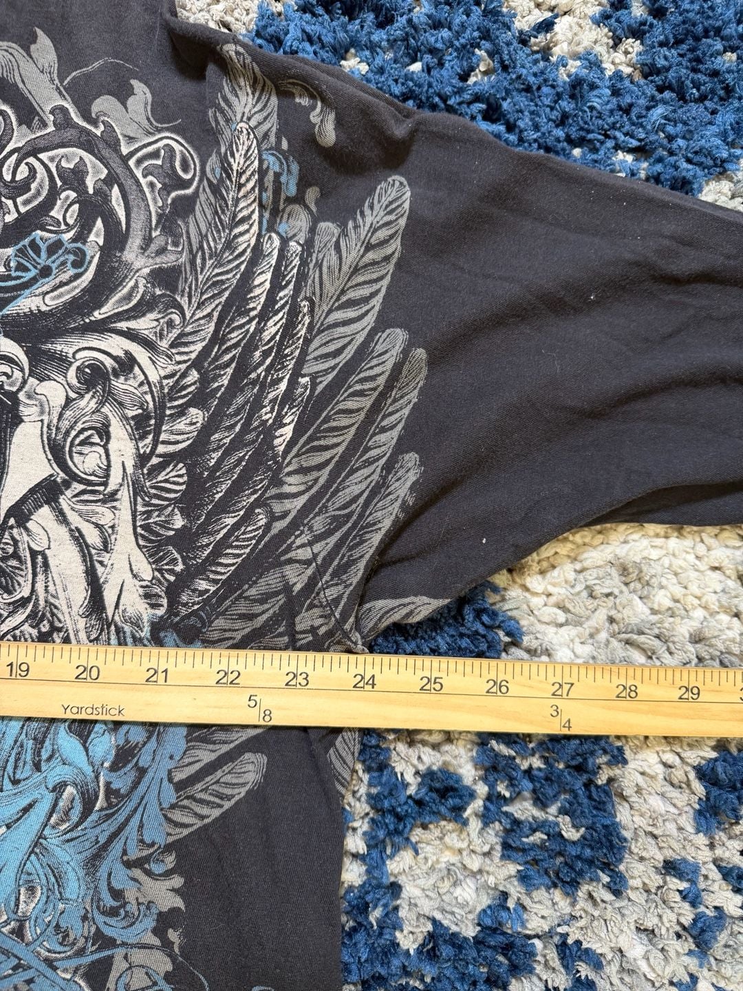 Black Long Sleeve Graphic T-Shirt Size 2X Shield Cross Y2K Grunge 5