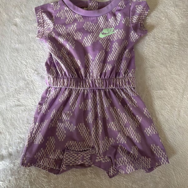 Nike Romper Size 3M Purple White Logo Graphic Baby Girl Jumper