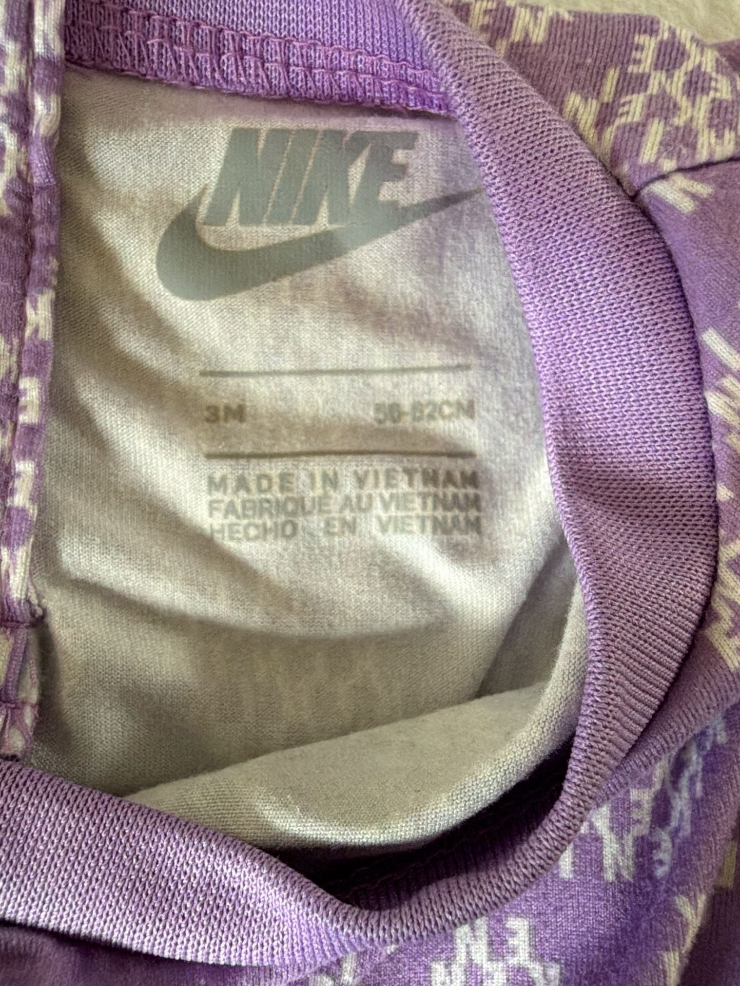 Nike Romper Size 3M Purple White Logo Graphic Baby Girl Jumper 2