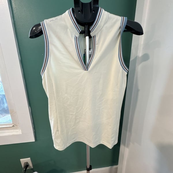 RLX Ralph Lauren Golf Sleeveless Polo Size M White Multi Striped