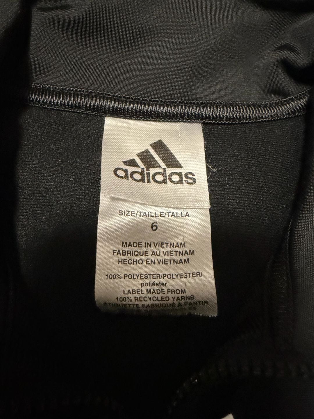 Kids Adidas Track Jacket Size 6 Black White Zip Up Athletic 3