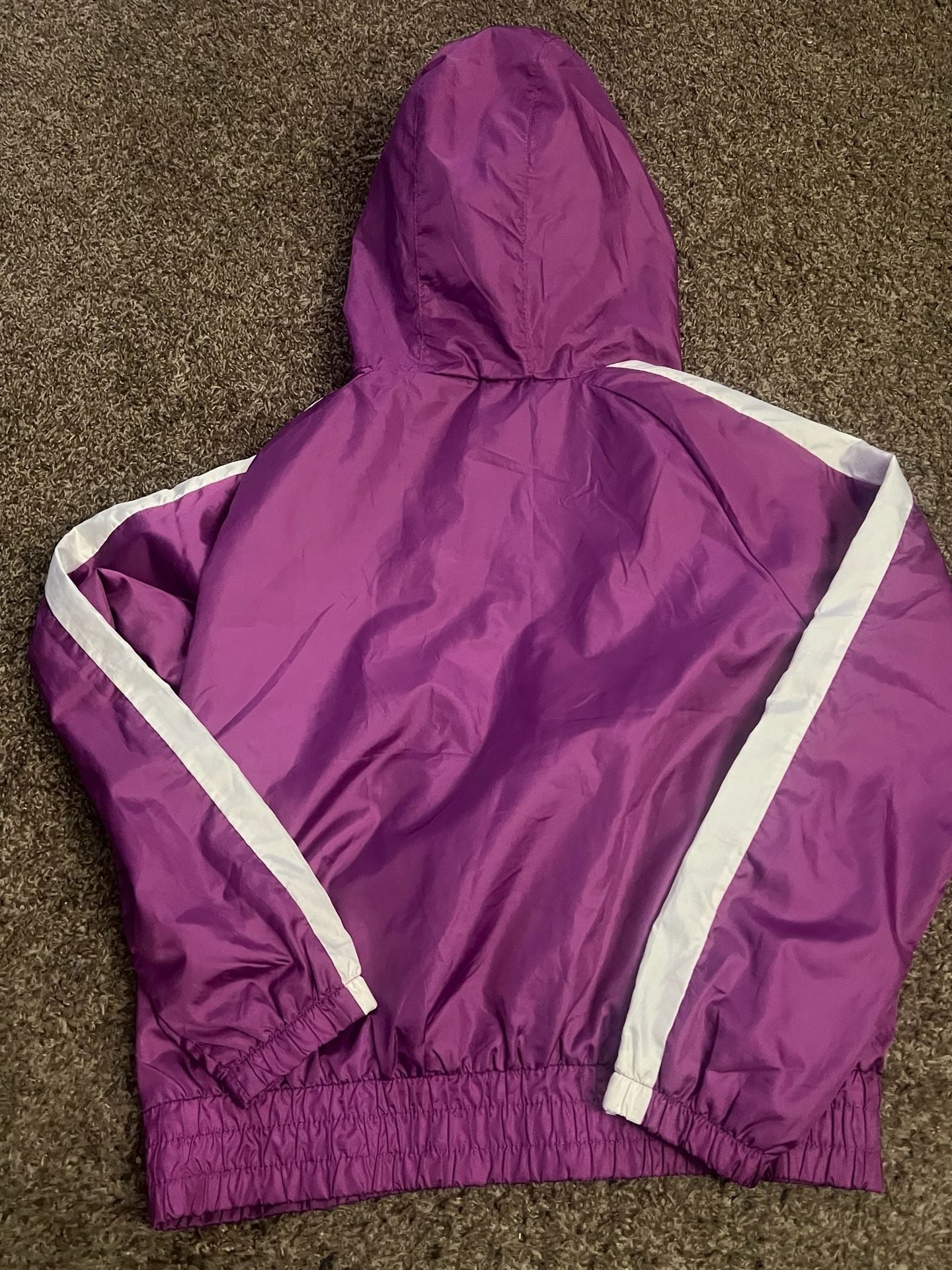 Say What Purple White Windbreaker Jacket Size M Hooded 3