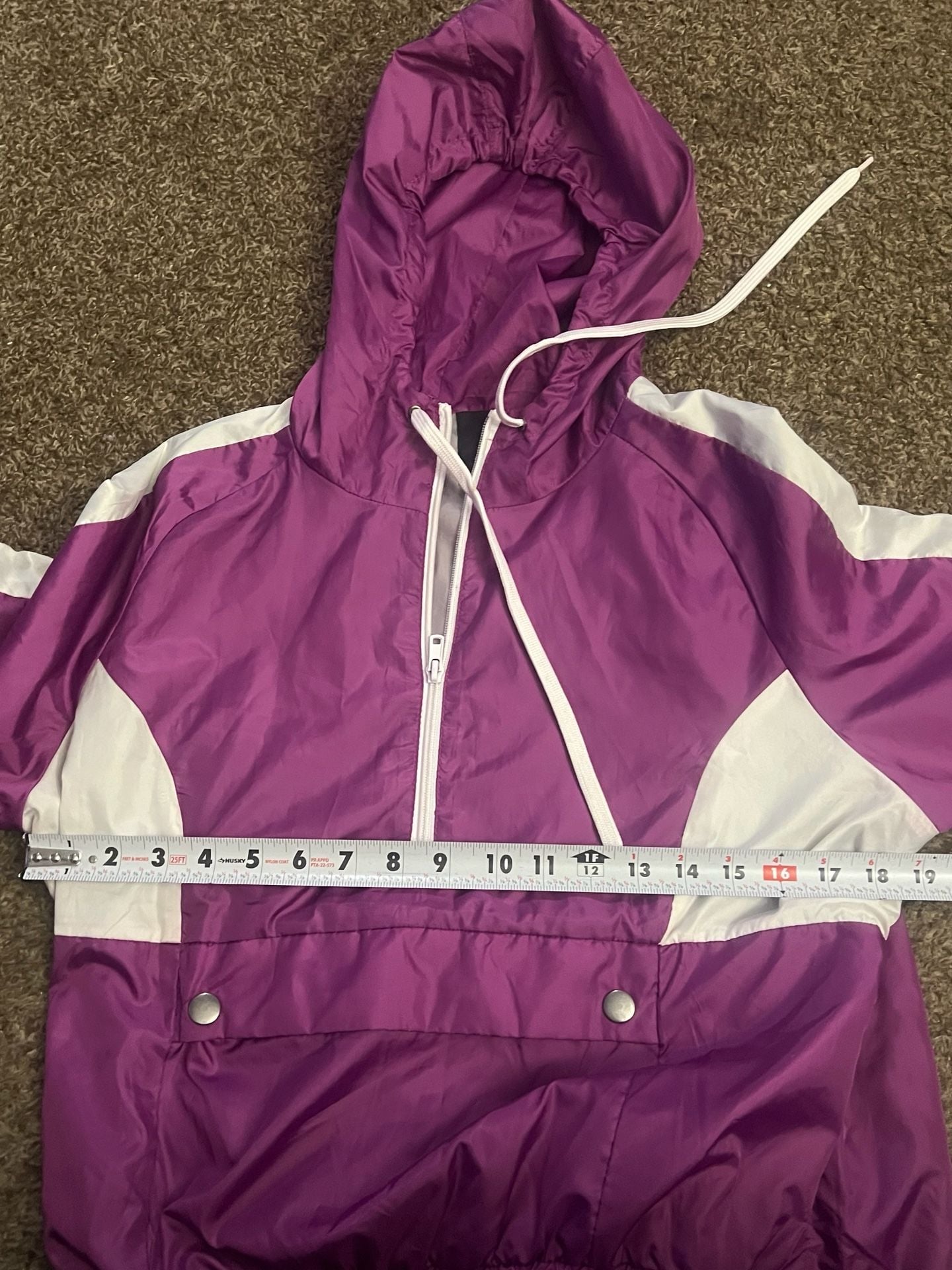 Say What Purple White Windbreaker Jacket Size M Hooded 4