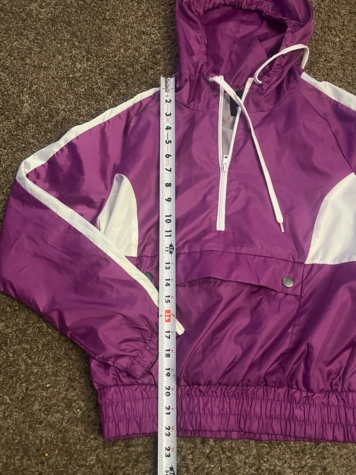 Say What Purple White Windbreaker Jacket Size M Hooded 5